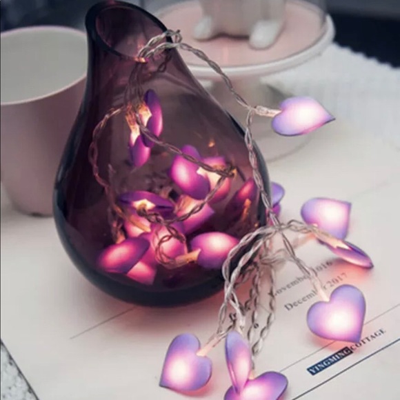 Led heart string Lights cute love home room decor pink blue wall decoration - Picture 6 of 12